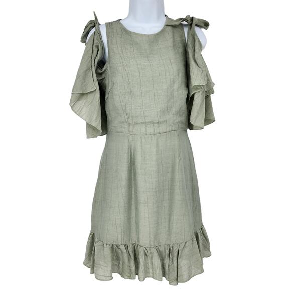 Revolve Here Comes The Sun Open Back Tie Cold Shoulder Ruffle Dress Size Medium - Picture 1 of 5